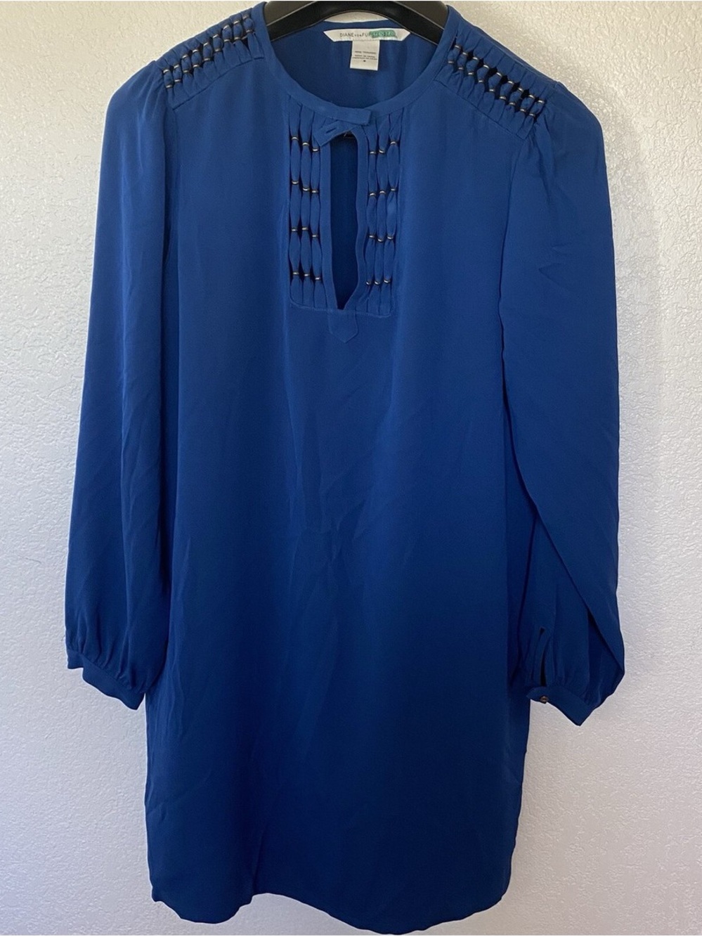 Diane Von Furstenberg Cobalt Blue Long-Sleeve Shift Dress